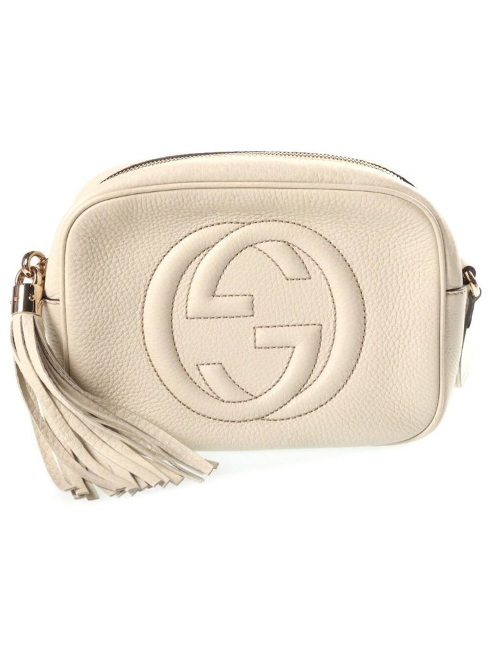Gucci Soho Disco Small Shoulder Bag Fringe Leather White